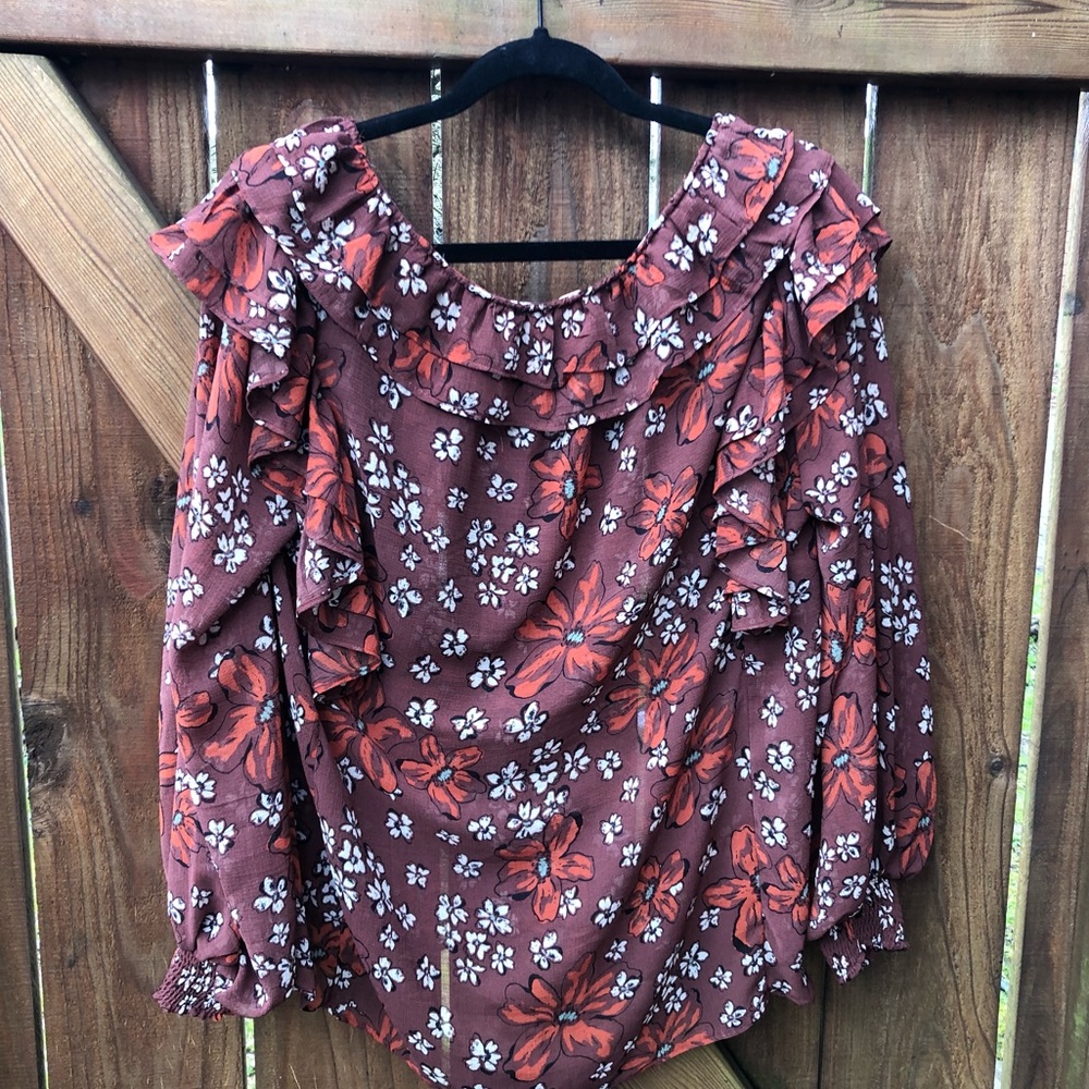 Boho Free People wide neck peasant blouse - Picture 7 of 8